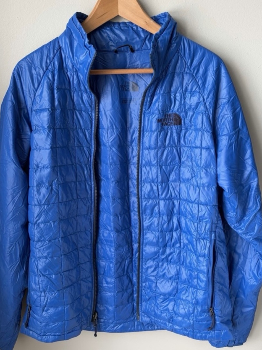 North Face Thermoball Jacket Mens Small Blue Insulated Full Zip Puffer Outerwear
